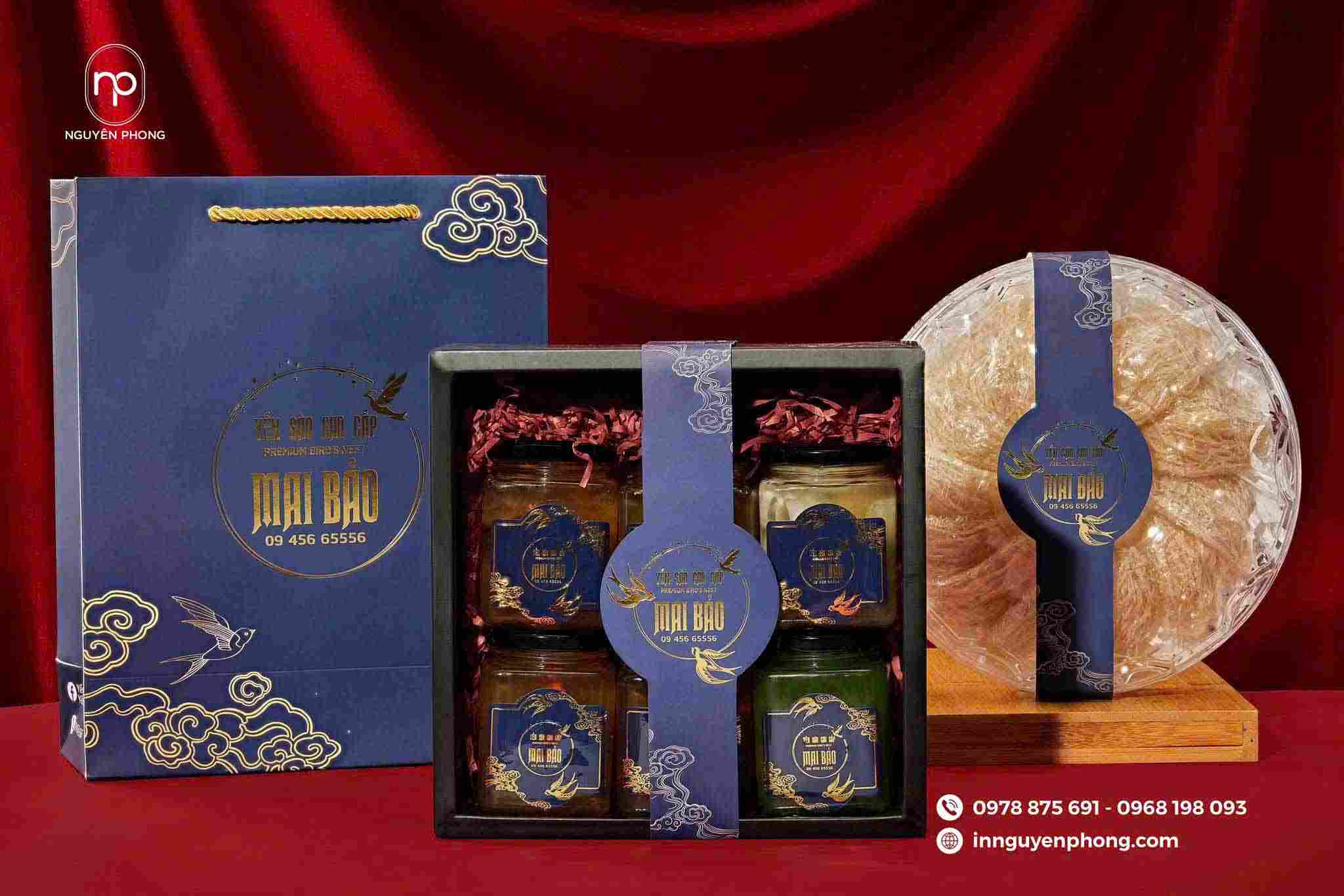 Mẫu hộp carton lạnh lồng khay đựng yến hũ làm quà tặng